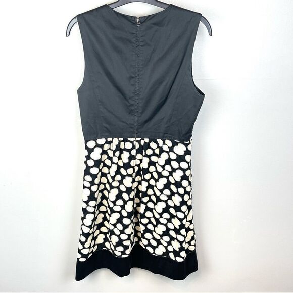 Anthropologie Notched Dots Dress by Leifnotes Black Cream Size 8 - Picture 3 of 6